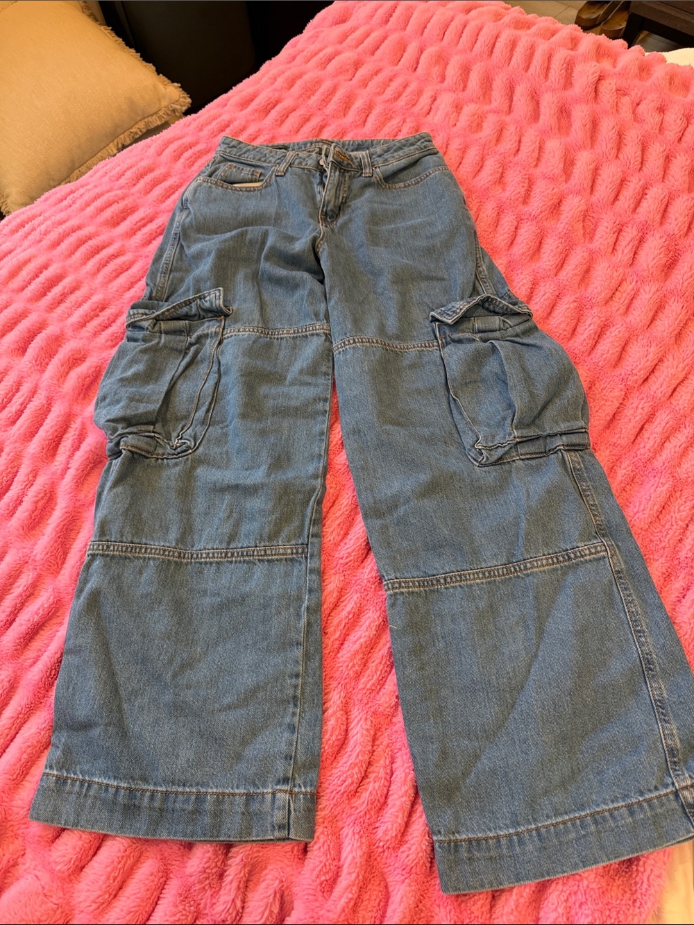 wild fable Light Blue Wide-Leg Cargo Jeans
